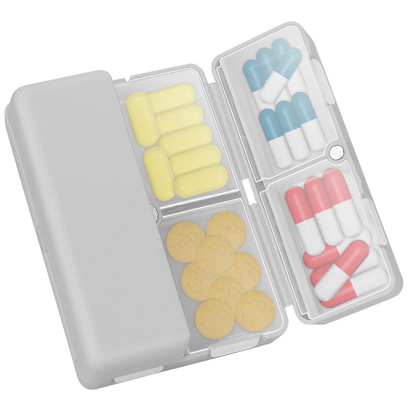 Simpolor 7 Day Pill Box Organiser, Medicine Storage Box, [Folding Design][Large Capacity] Pill Boxes Portable Pill Dispenser for Vitamins, Cod Liver Oil, Supplements, Medication - Grey